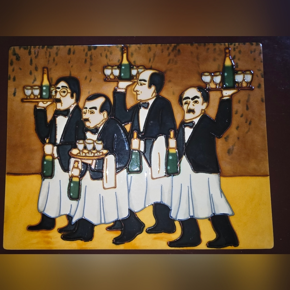 "Waiters and Bartenders 14\"x11\" Hand Painted Art Tiles""Limited Edition Tiles